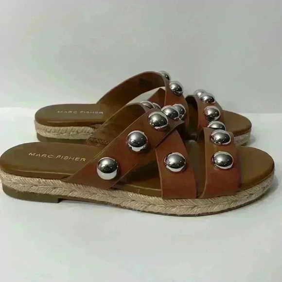 Marc Fisher Prisca Ball Stud Espadrille Slide Sandals - NWOT - Picture 2 of 12